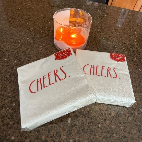 NEW SET of 2 Packs of 40 count Rae Dunn CHEERS Beverage Napkins (80 Total) - Picture 2 of 6